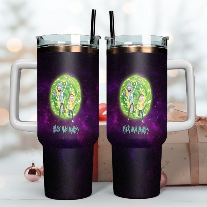 Rick And Morty Tv Series Custom Stanley Quencher 40Oz Stainless Steel Tumbler With Handle - Image 4
