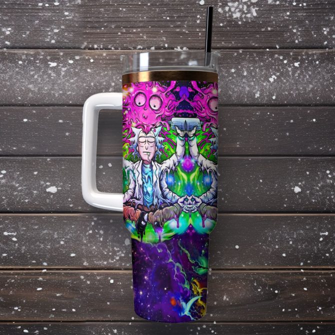 Rick And Morty Tv Series Custom Stanley Quencher 40Oz Stainless Steel Tumbler With Handle - Image 2