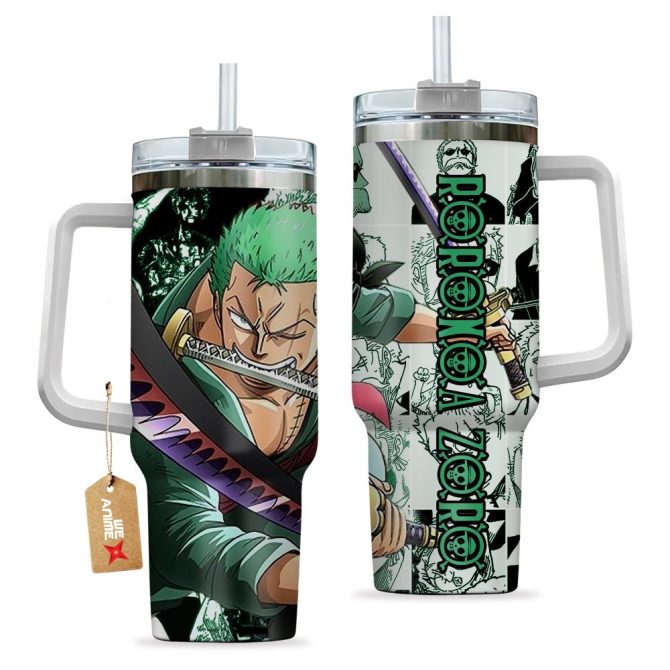Roronoa Zoro One Piece Anime Custom Stanley Quencher 40Oz Stainless Steel Tumbler - Image 2
