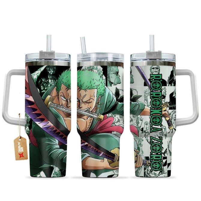 Roronoa Zoro One Piece Anime Custom Stanley Quencher 40Oz Stainless Steel Tumbler