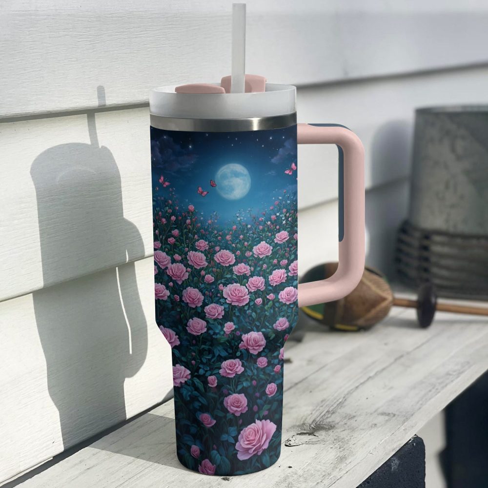 Rose Flower Garden Custom Stanley Quencher 40Oz Stainless Steel Tumbler With Handle - Image 3
