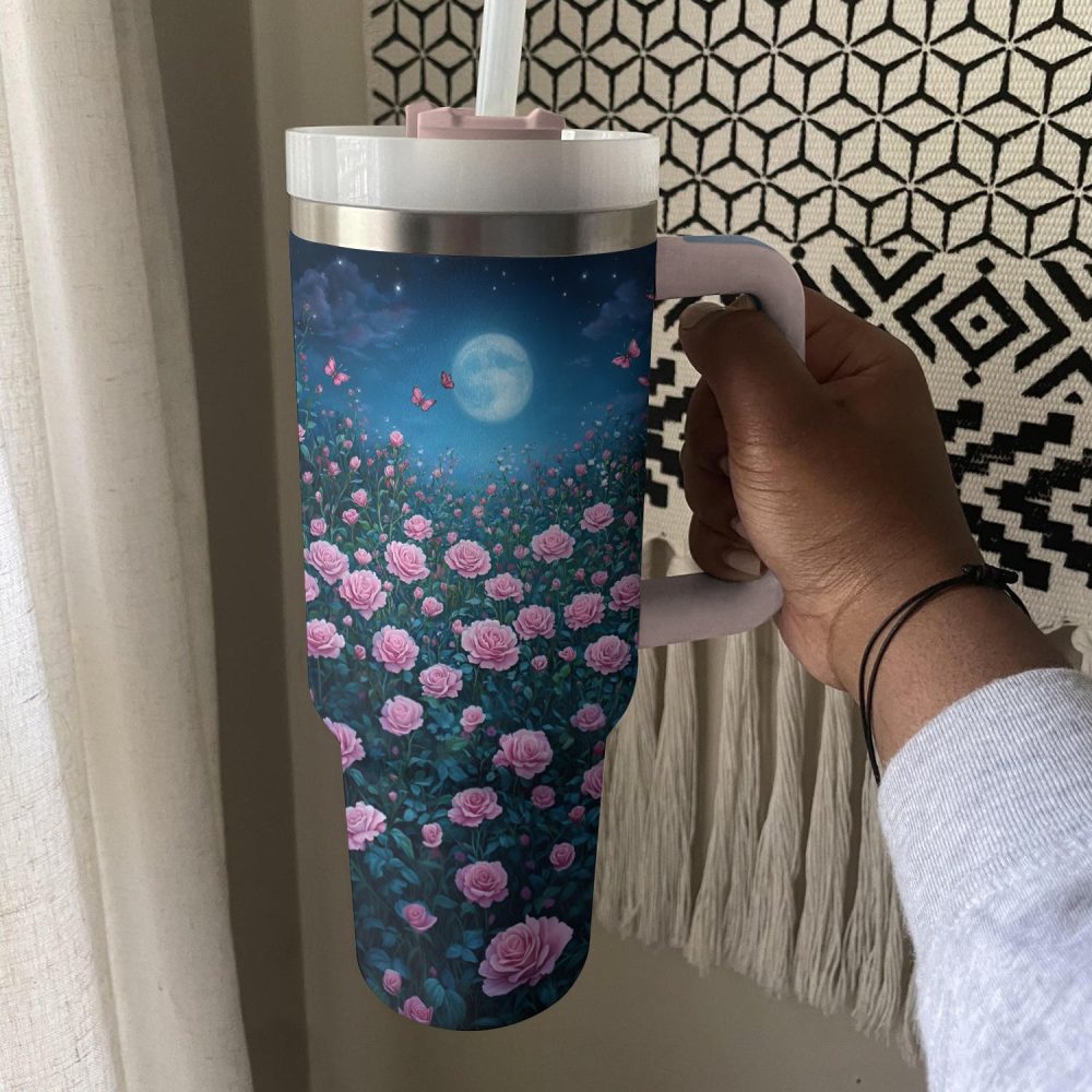 Rose Flower Garden Custom Stanley Quencher 40Oz Stainless Steel Tumbler With Handle - Image 4
