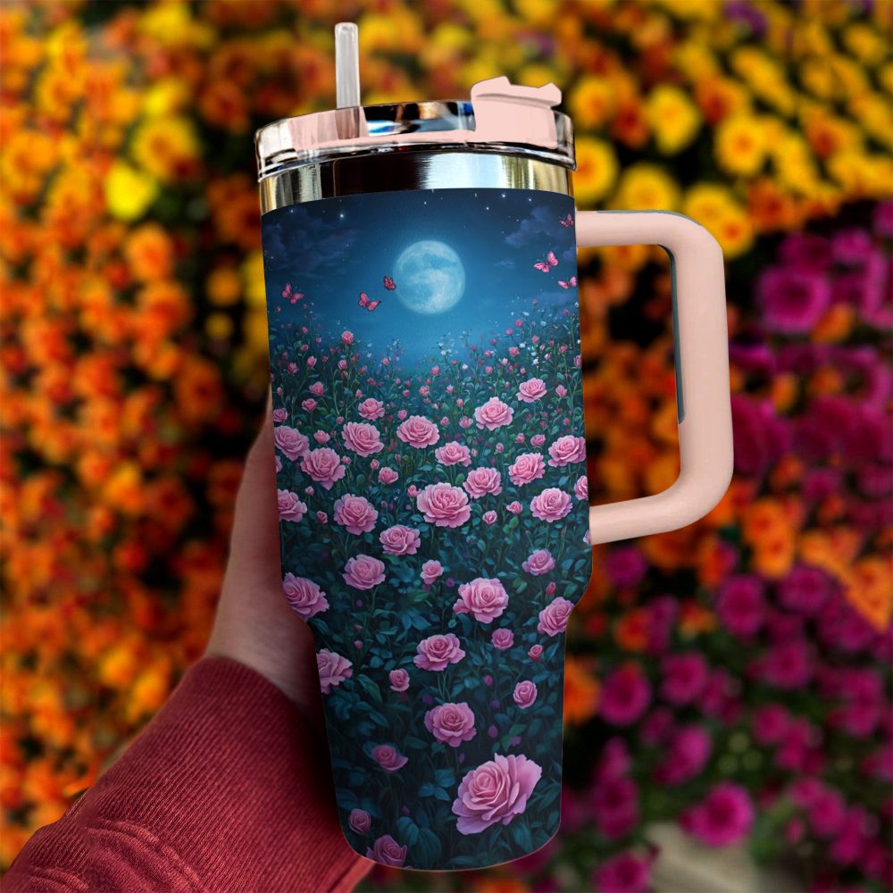 Rose Flower Garden Custom Stanley Quencher 40Oz Stainless Steel Tumbler With Handle - Image 2