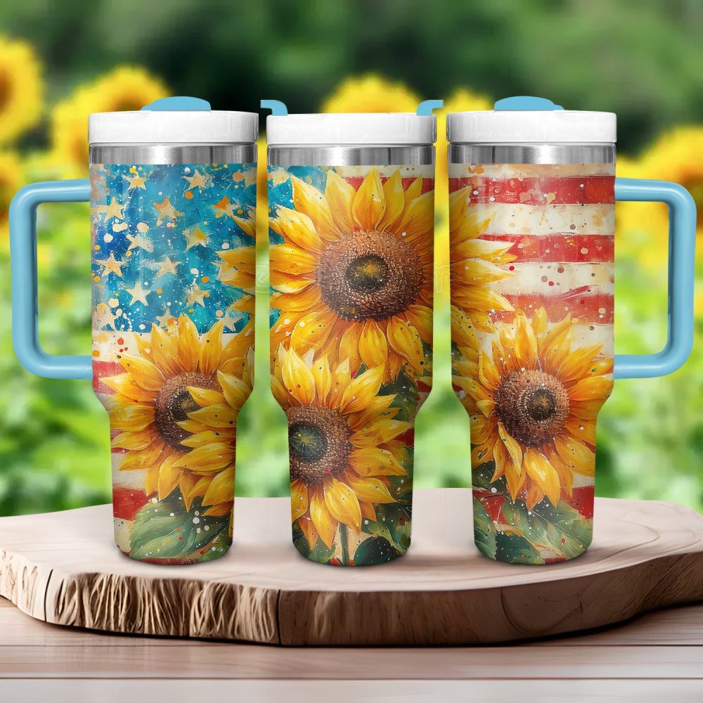 Rustic Sunflowers Custom Stanley Quencher 40Oz Stainless Steel Tumbler With Handle