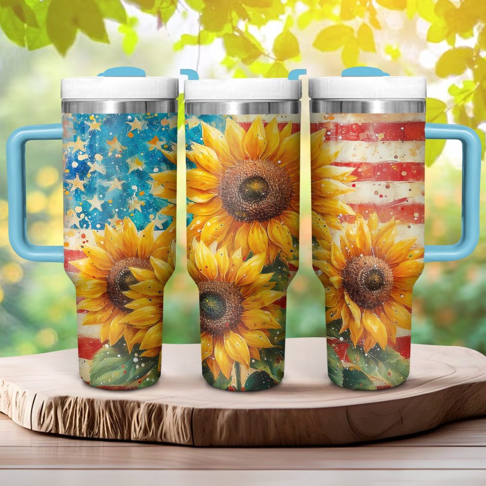 Rustic Sunflowers Custom Stanley Quencher 40Oz Stainless Steel Tumbler With Handle - Image 2