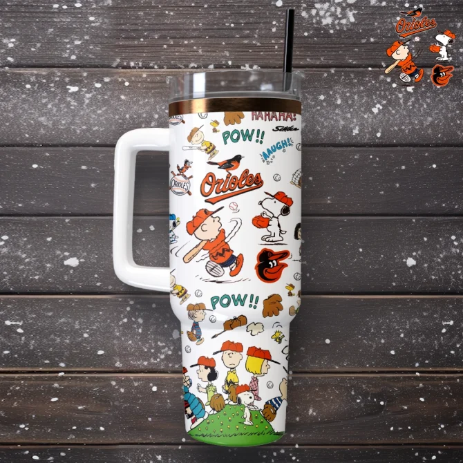 Baltimore Orioles X Peanuts Mlb Sports Custom Stanley Quencher 40Oz Stainless Steel Tumbler With Handle - Image 2