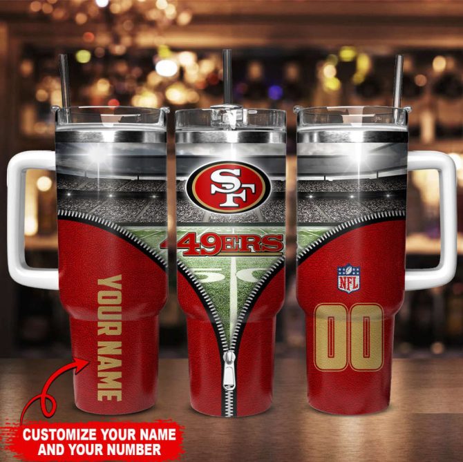 San Francisco 49Ers Nfl Custom Stanley Quencher 40Oz Stainless Steel Tumbler With Handle