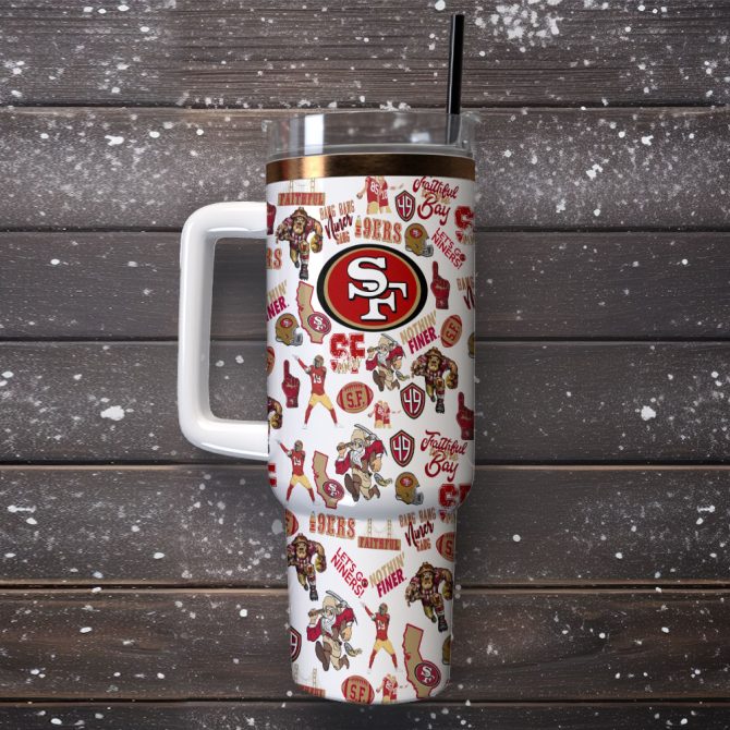 San Francisco 49Ers Nfl Sports Custom Stanley Quencher 40Oz Stainless Steel Tumbler With Handle - Image 2