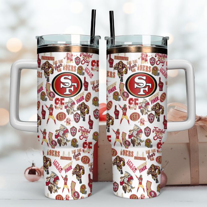 San Francisco 49Ers Nfl Sports Custom Stanley Quencher 40Oz Stainless Steel Tumbler With Handle - Image 4