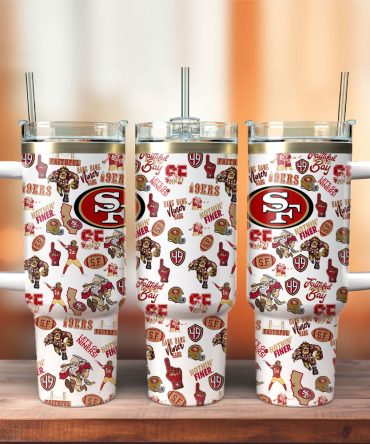 San Francisco 49Ers Nfl Sports Custom Stanley Quencher 40Oz Stainless Steel Tumbler With Handle