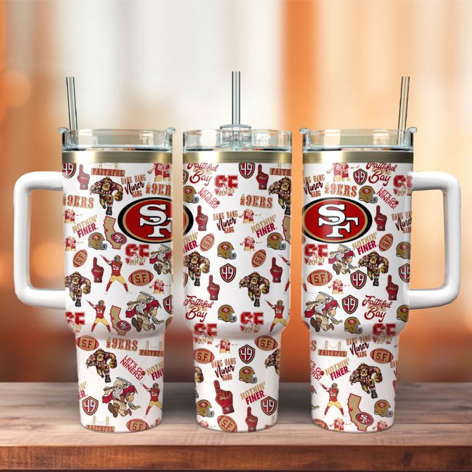 San Francisco 49Ers Nfl Sports Custom Stanley Quencher 40Oz Stainless Steel Tumbler With Handle