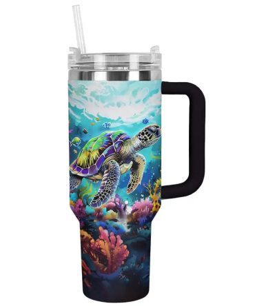 Sea Turtle Custom Stanley Quencher 40Oz Stainless Steel Tumbler With Handle