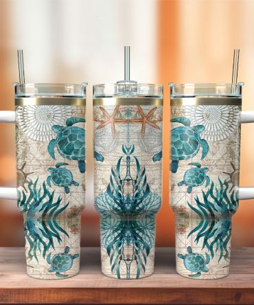 Sea Turtle Custom Stanley Quencher 40Oz Stainless Steel Tumbler With Handle
