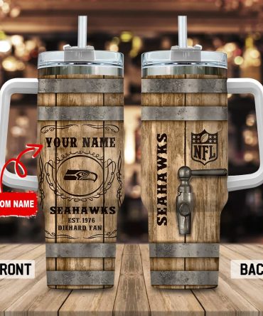 Seattle Seahawks Nfl Custom Stanley Quencher 40Oz Stainless Steel Tumbler With Handle