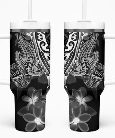 Shark Tattoo And Plumeria Custom Stanley Quencher 40Oz Stainless Steel Tumbler