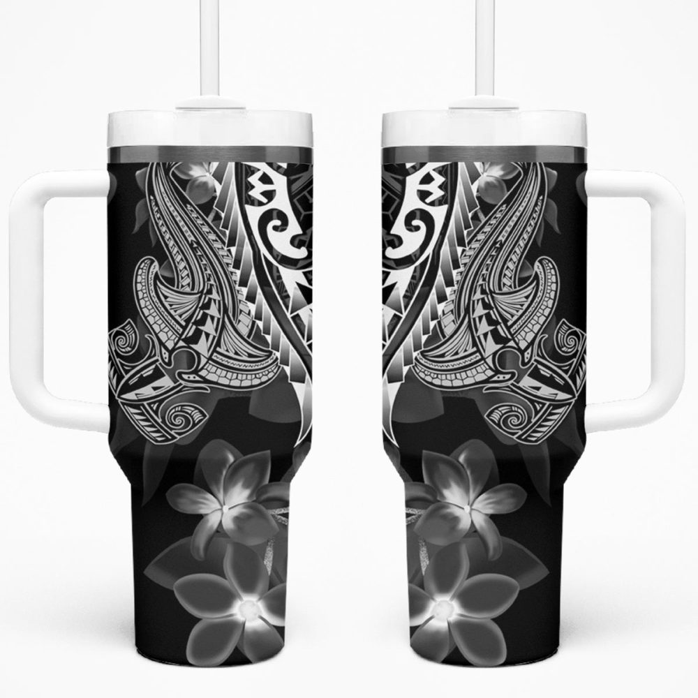 Shark Tattoo And Plumeria Custom Stanley Quencher 40Oz Stainless Steel Tumbler
