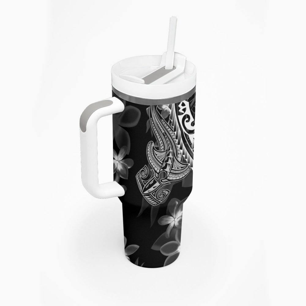 Shark Tattoo And Plumeria Custom Stanley Quencher 40Oz Stainless Steel Tumbler - Image 3