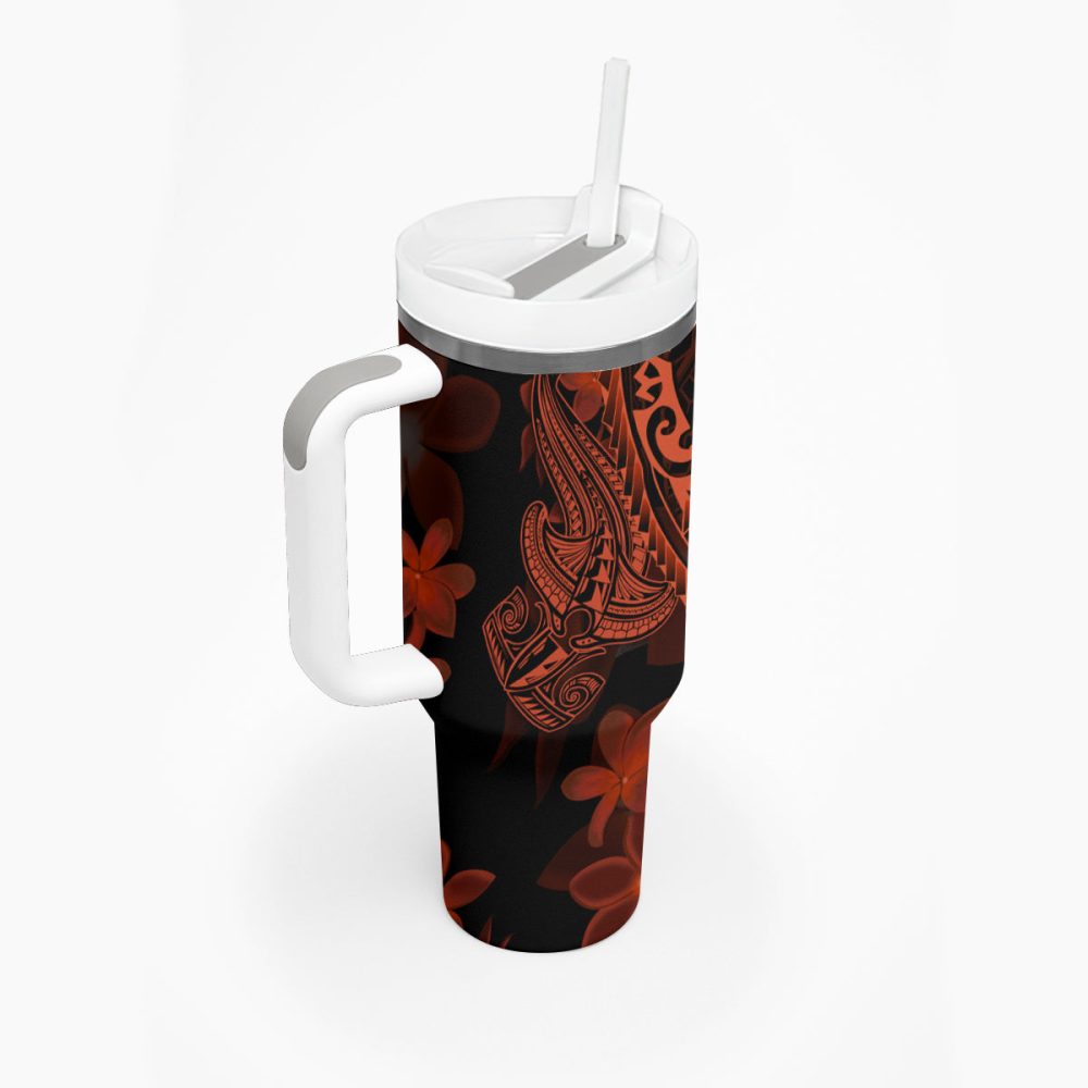 Shark Tattoo And Plumeria Custom Stanley Quencher 40Oz Stainless Steel Tumbler - Image 3