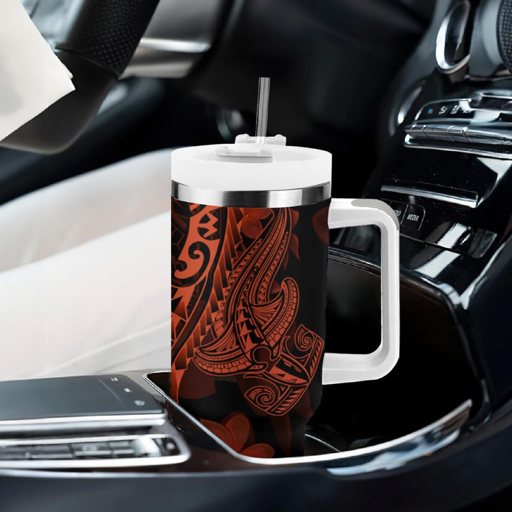 Shark Tattoo And Plumeria Custom Stanley Quencher 40Oz Stainless Steel Tumbler - Image 9