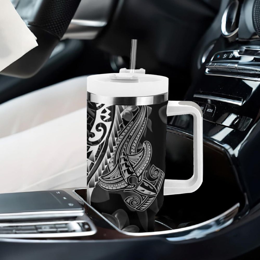 Shark Tattoo And Plumeria Custom Stanley Quencher 40Oz Stainless Steel Tumbler - Image 9