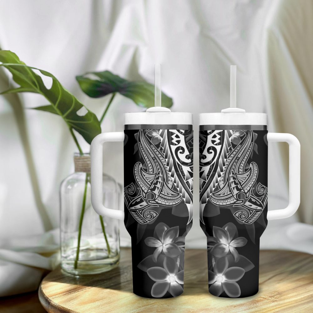 Shark Tattoo And Plumeria Custom Stanley Quencher 40Oz Stainless Steel Tumbler - Image 10