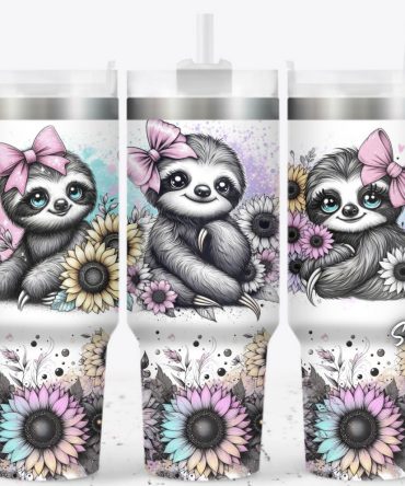 Sloth Flower Custom Stanley Quencher 40Oz Stainless Steel Tumbler With Handle
