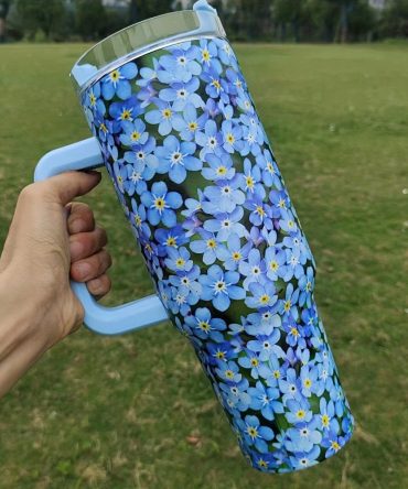 Small Flower Custom Stanley Quencher 40Oz Stainless Steel Tumbler With Handle
