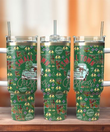 Small Town Christmas Custom Stanley Quencher 40Oz Stainless Steel Tumbler With Handle