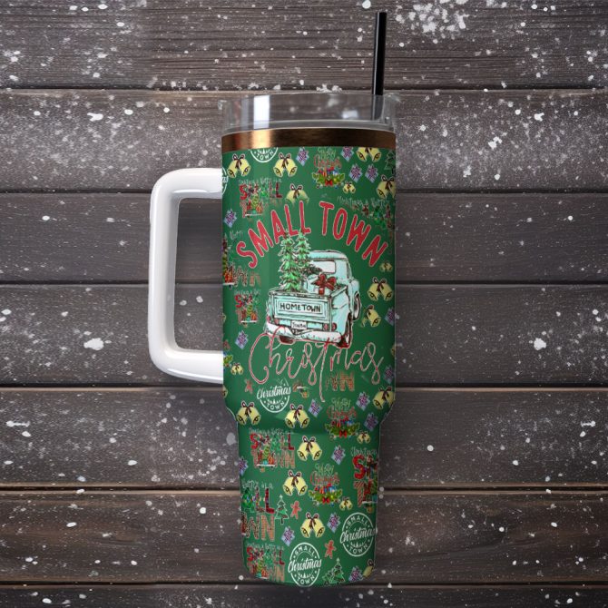 Small Town Christmas Custom Stanley Quencher 40Oz Stainless Steel Tumbler With Handle - Image 2