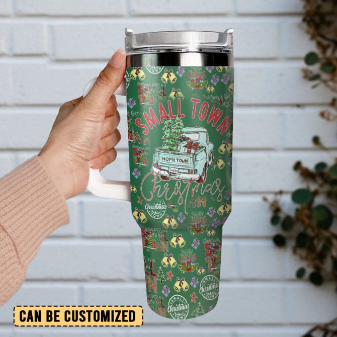 Small Town Christmas Custom Stanley Quencher 40Oz Stainless Steel Tumbler With Handle - Image 3
