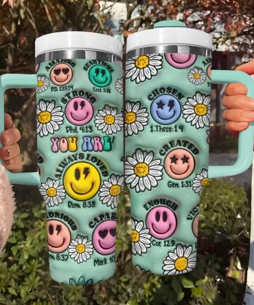 Smile Flower Custom Stanley Quencher 40Oz Stainless Steel Tumbler With Handle
