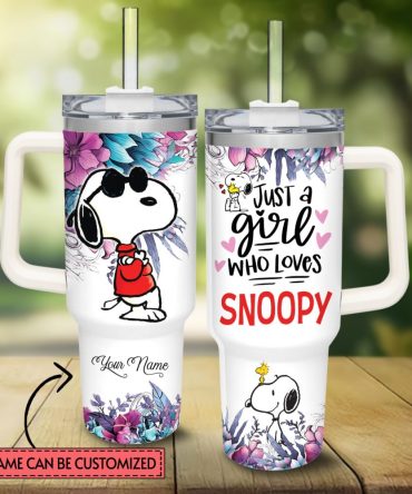 Snoopy Peanuts Cartoon Custom Stanley Quencher 40Oz Stainless Steel Tumbler With Handle