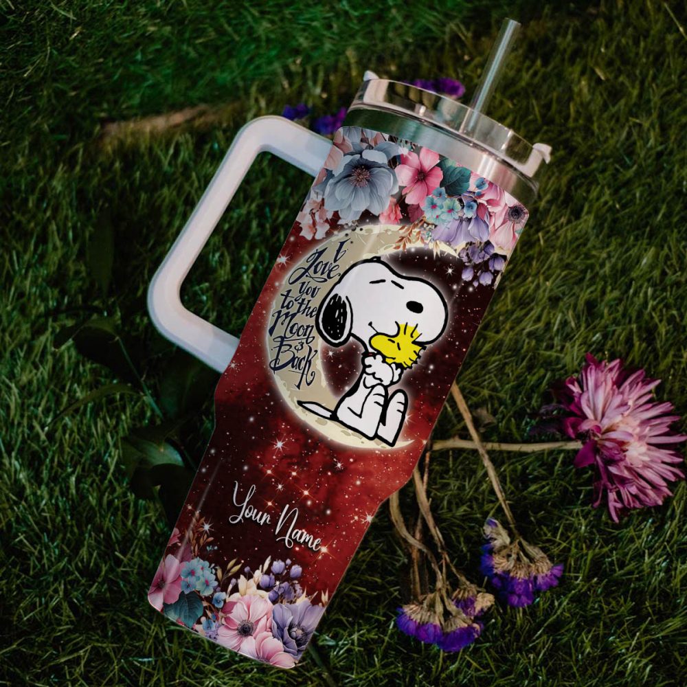Snoopy Peanuts Cartoon Custom Stanley Quencher 40Oz Stainless Steel Tumbler With Handle - Image 6