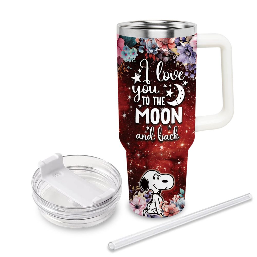Snoopy Peanuts Cartoon Custom Stanley Quencher 40Oz Stainless Steel Tumbler With Handle - Image 3
