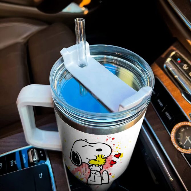 Snoopy Peanuts Cartoon Custom Stanley Quencher 40Oz Stainless Steel Tumbler With Handle - Image 4