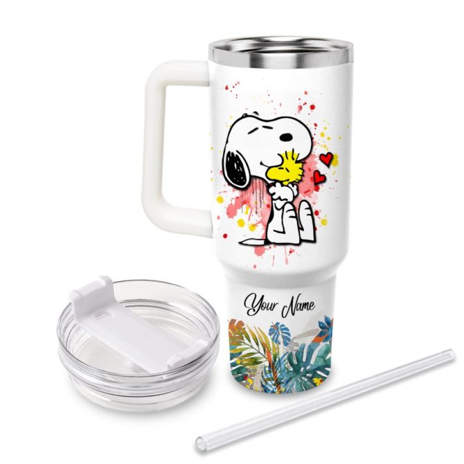 Snoopy Peanuts Cartoon Custom Stanley Quencher 40Oz Stainless Steel Tumbler With Handle - Image 2