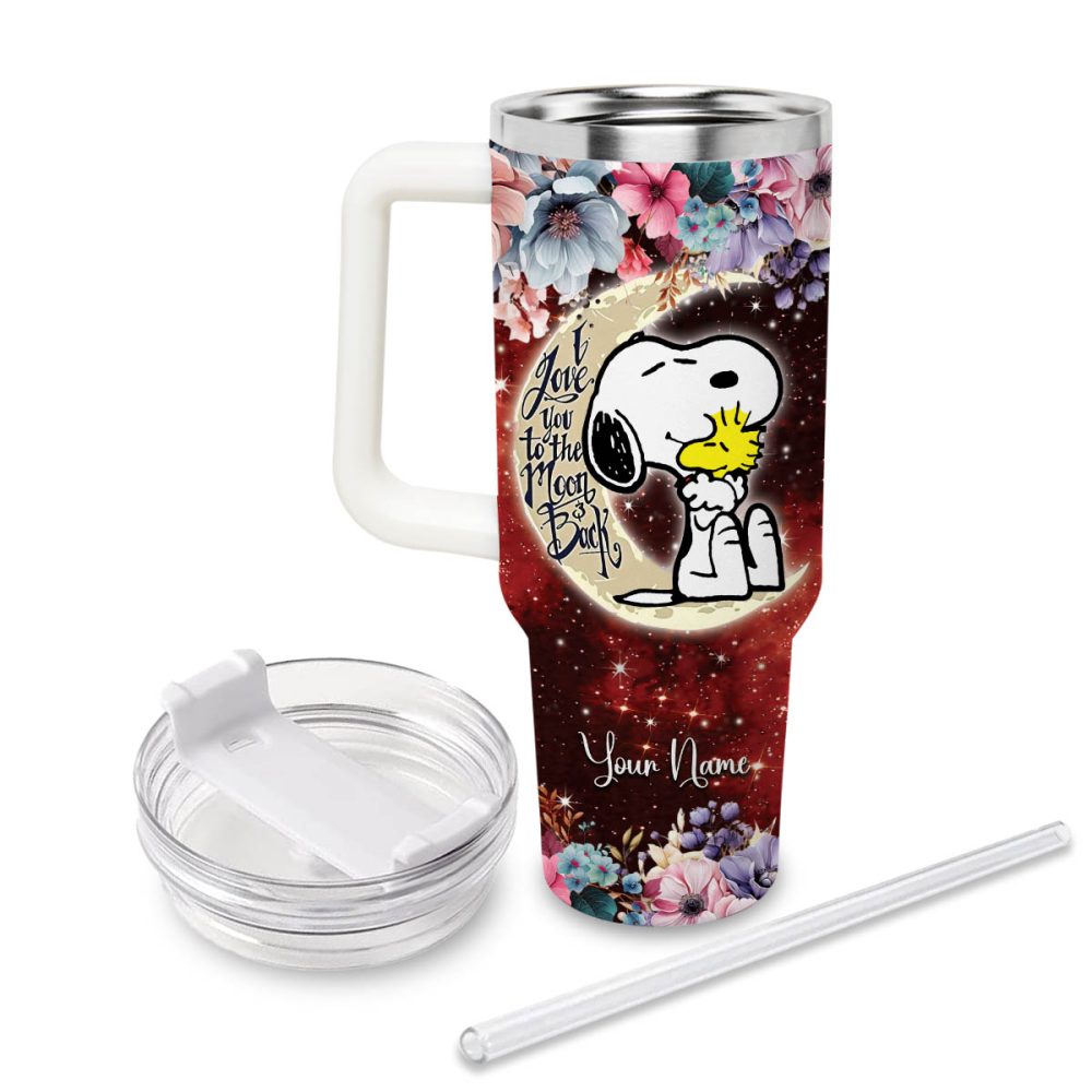 Snoopy Peanuts Cartoon Custom Stanley Quencher 40Oz Stainless Steel Tumbler With Handle - Image 2