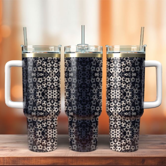 Soccer Sports Custom Stanley Quencher 40Oz Stainless Steel Tumbler With Handle