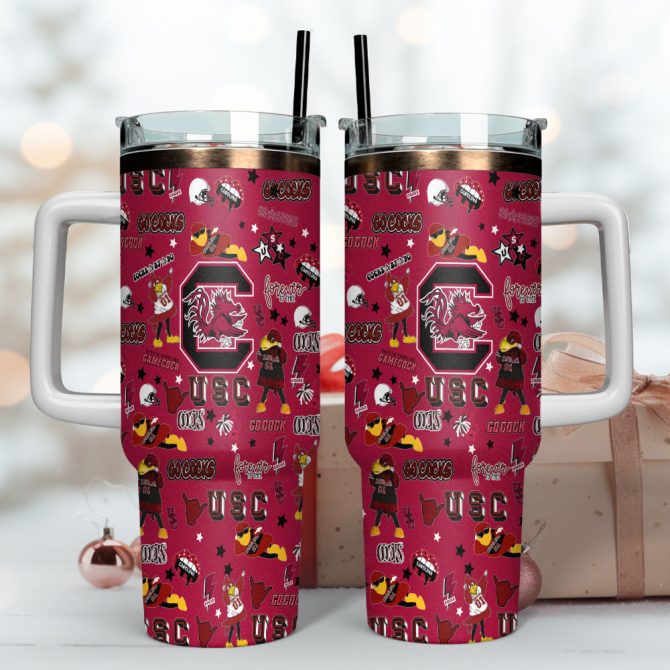 South Carolina Gamecocks Ncaa Custom Stanley Quencher 40Oz Stainless Steel Tumbler With Handle - Image 4