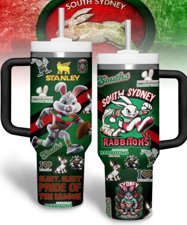 South Sydney Rabbitohs Nrl Custom Stanley Quencher 40Oz Stainless Steel Tumbler With Handle