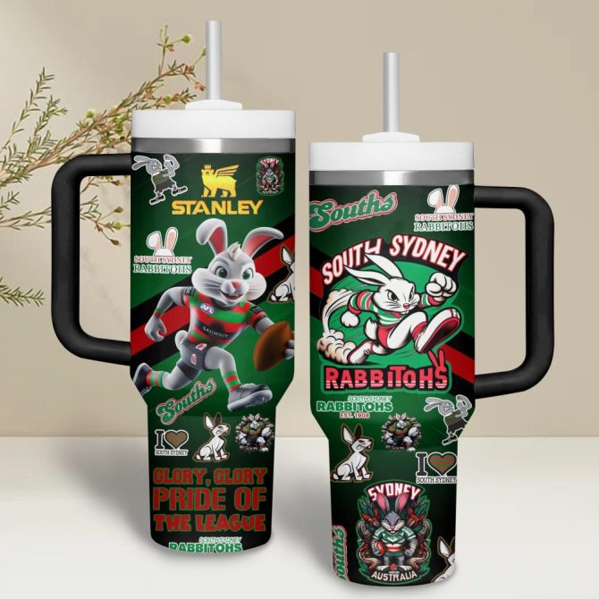 South Sydney Rabbitohs Nrl Custom Stanley Quencher 40Oz Stainless Steel Tumbler With Handle - Image 3