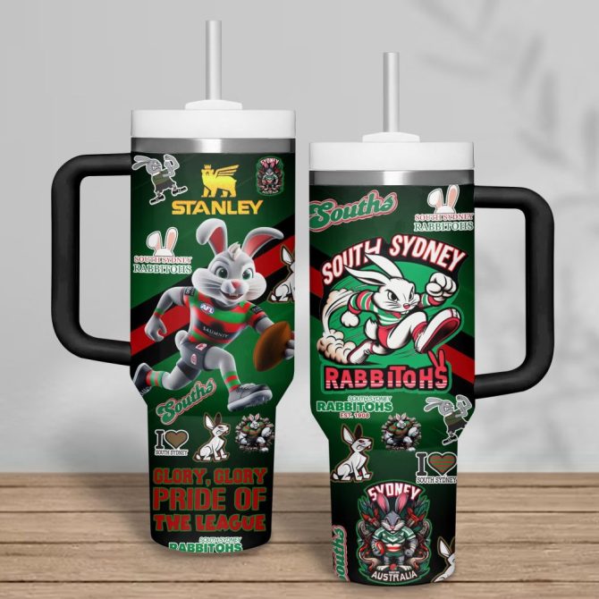 South Sydney Rabbitohs Nrl Custom Stanley Quencher 40Oz Stainless Steel Tumbler With Handle - Image 4