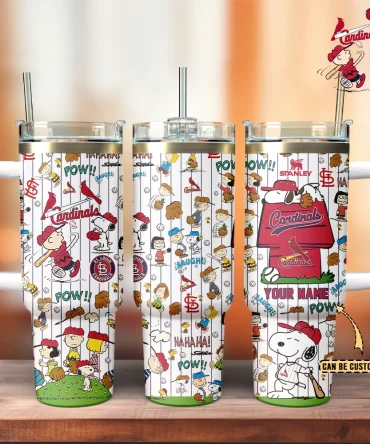 St. Louis Cardinals X Peanuts Mlb Custom Stanley Quencher 40Oz Stainless Steel Tumbler With Handle