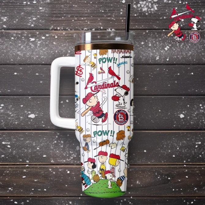 St. Louis Cardinals X Peanuts Mlb Custom Stanley Quencher 40Oz Stainless Steel Tumbler With Handle - Image 4