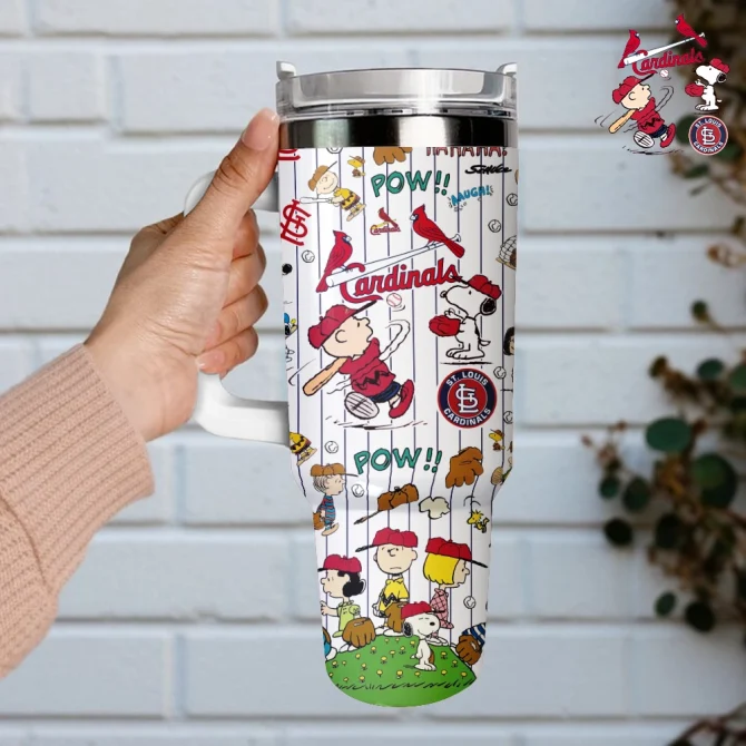 St. Louis Cardinals X Peanuts Mlb Custom Stanley Quencher 40Oz Stainless Steel Tumbler With Handle - Image 2