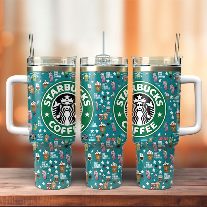 Starbucks Coffee Custom Stanley Quencher 40Oz Stainless Steel Tumbler With Handle