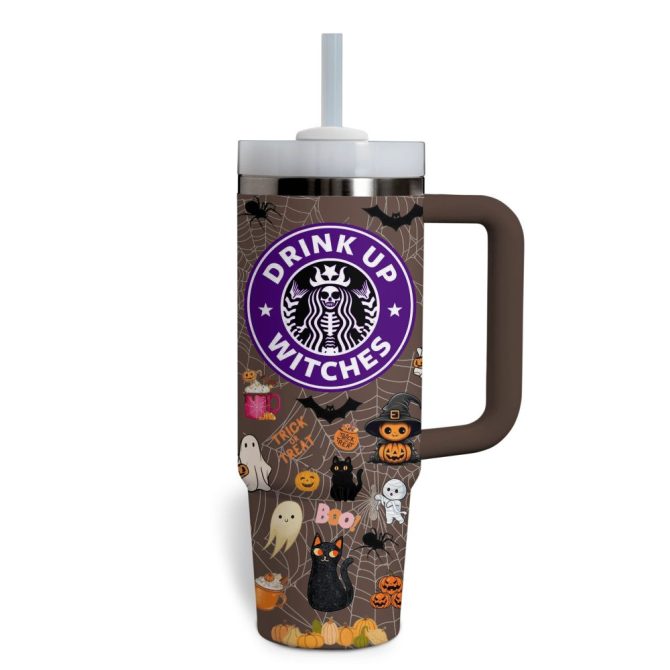 Starbucks Halloween Drinks Custom Stanley Quencher 40Oz Stainless Steel Tumbler With Handle - Image 2