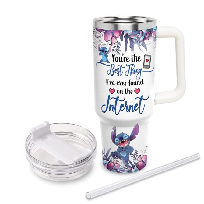 Stitch Cartoon Custom Stanley Quencher 40Oz Stainless Steel Tumbler With Handle - Image 3