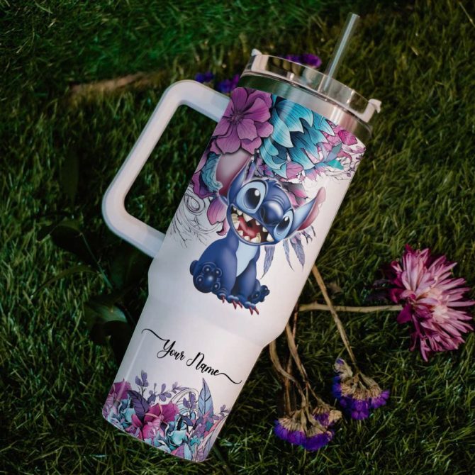 Stitch Cartoon Custom Stanley Quencher 40Oz Stainless Steel Tumbler With Handle - Image 6