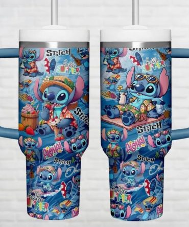 Stitch Cartoon Custom Stanley Quencher 40Oz Stainless Steel Tumbler With Handle